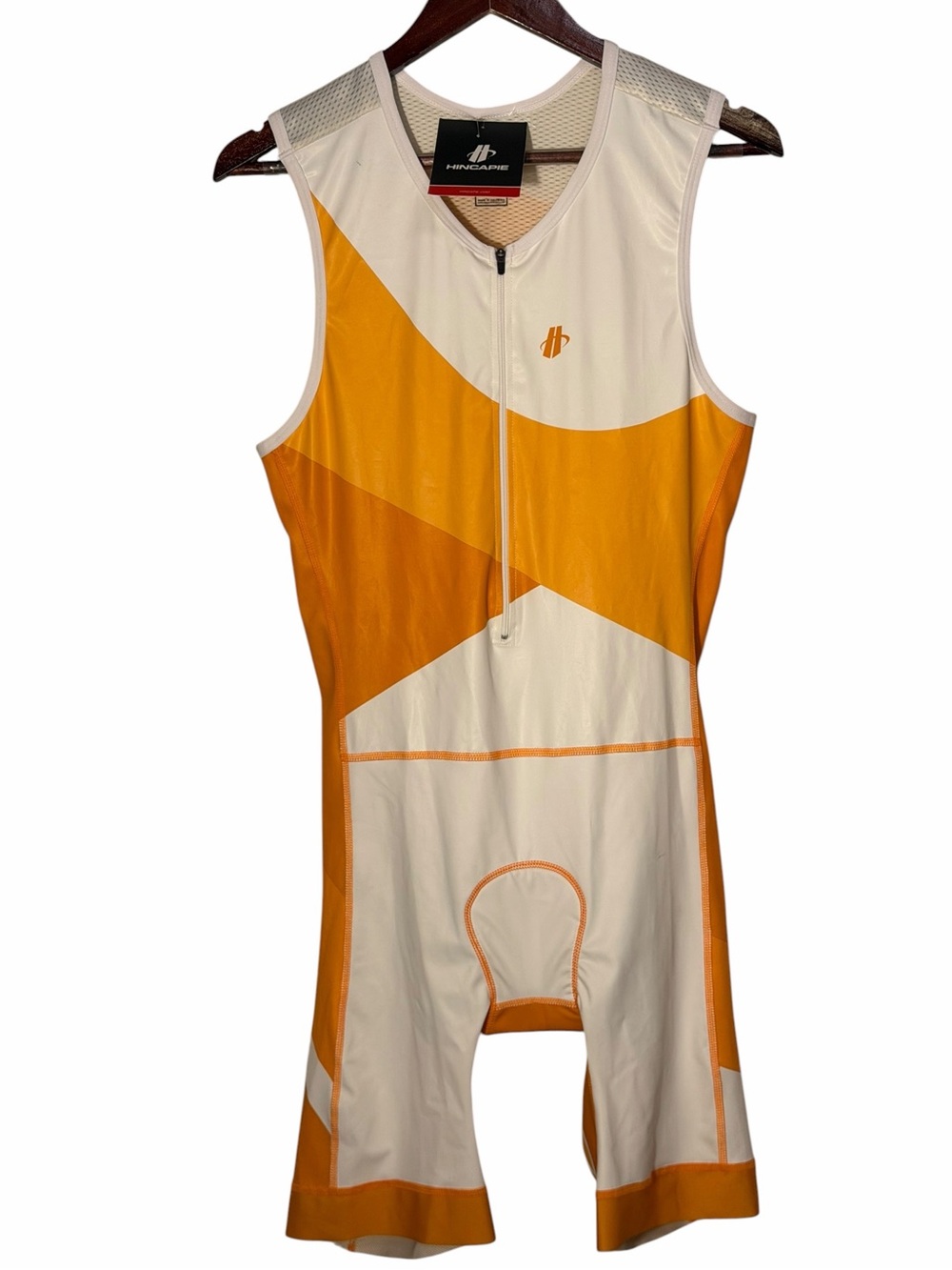 Hincapie Fluid Plus Tri Skinsuit – Men’s XL – Orange/Cream Cycling Triathlon New